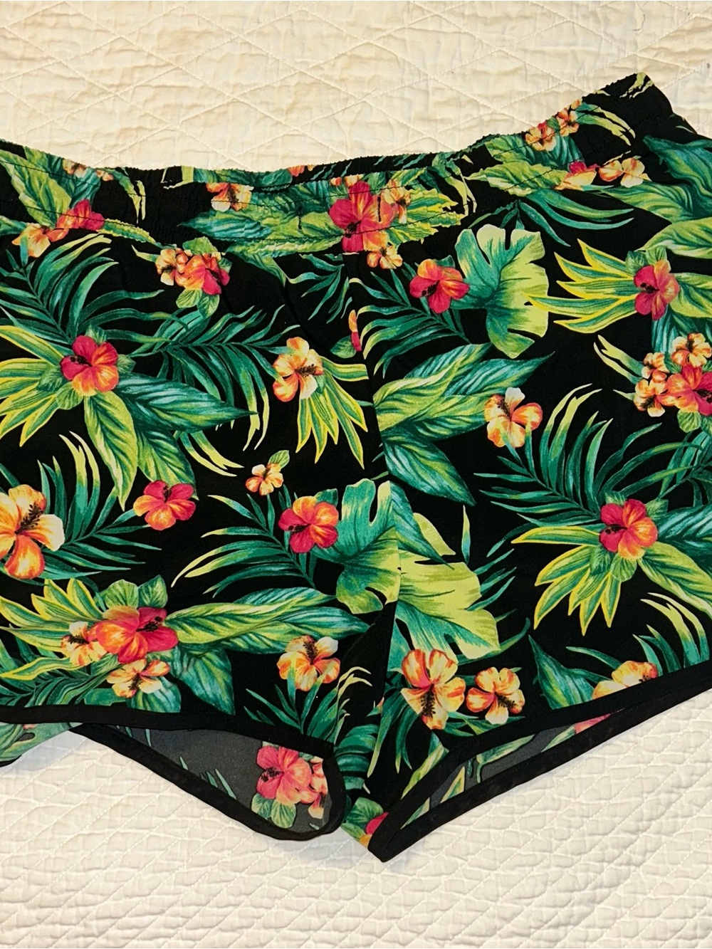 Ideology Tropical Floral Women’s Shorts - Black with Green & Pink